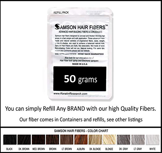 LIGHT BROWN Original Samson Hair Building Fibers Refill suitable for Toppik Nanogen Xfusion 50 Gr LIGHT BROWN color FREE SHIPPING USA