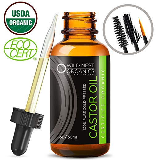 Organic Castor Oil USDA Certified Hair Regrowth Tonic Energizing Scalp Serum + eBook - Boost New Growth For Eyelashes, Hair, Eyebrows. Hair Loss Prevention Therapy + Cold Pressed Hexane-free