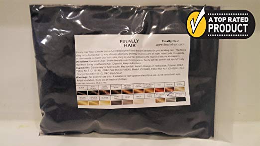 Hair Building Fibers 100 Grams Refill Your Existing Bottle. Highest Grade Fiber By Finally Hair (Medium Salt & Pepper - dark chocolate brown with white/grey highlights)