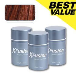 3 Pack Special - XFusion Keratin Hair Fibers - Auburn - Thickens Balding or Thin Hair - 12g