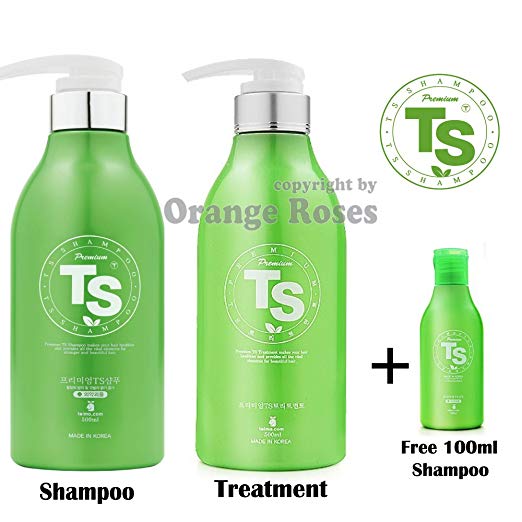 Premium TS Shampoo Promotion Set [ Shampoo 500ml (16.9oz) + Treatment 500ml (16.9oz) + Shampoo 100ml (3.38oz)], Top Selling Hair Loss Prevention Shampoo from Korea