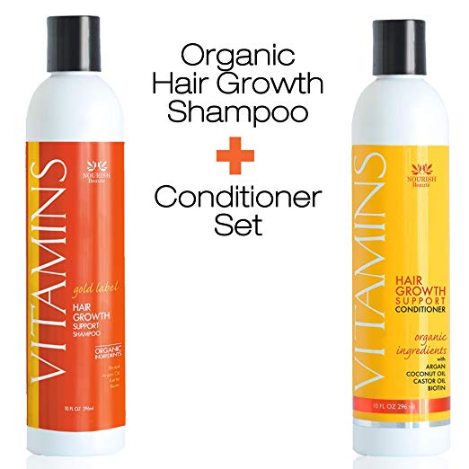 NEW! PREMIUM Vitamins Hair Growth Shampoo and Conditioner - Tested in Clinical Trials, Proven in Customer Results - by Nourish Beaute