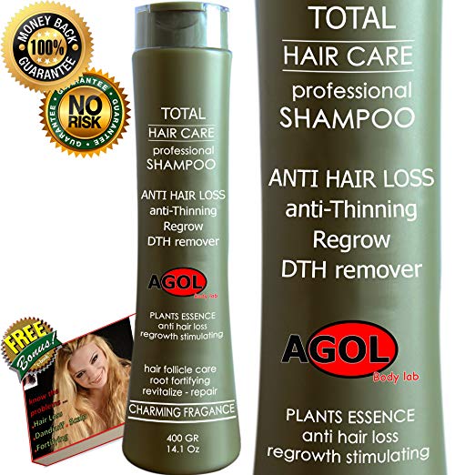 Hair Growth Stimulating Shampoo, Loss and Thinning Therapy DTH Remover from Natural Plants Extracts and Seaweed AG5 Formula Hair Care Balanced pH Decrease Dandruff & Scalp Problem .Woman & Men 14.1 Oz