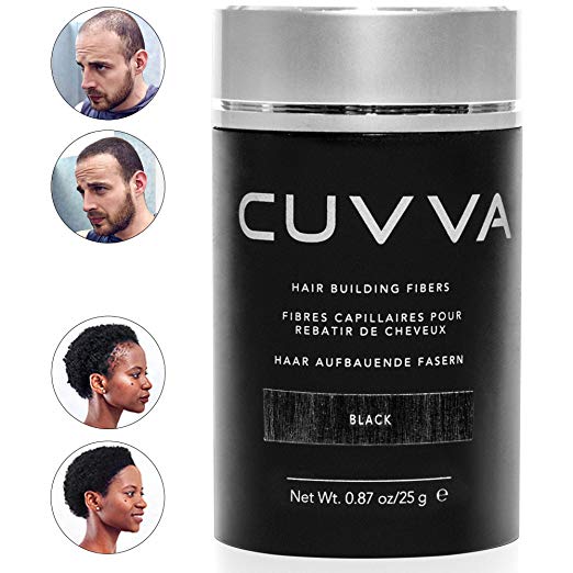 CUVVA Hair Fibers - Hair Loss Concealer for Thinning Hair - Keratin Hair Building Fibers Will Instantly Make Thin Hair Look Thicker - 0.87oz - Black