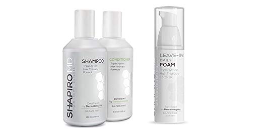 Shapiro MD Patented Hair Regrowth Kit for Thicker, Fuller, Healthier Hair - Including Shampoo, Conditioner, and Leave-In Daily Foam (2 Month)