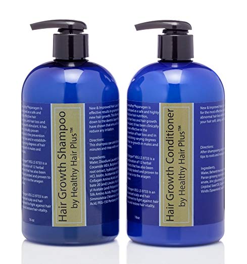 Hair Growth Shampoo (16 oz) & Conditioner (16 oz) Promotes New Healthy Hair Growth With Trichogen VEG LS 9733 & DermaPep PepAnagen