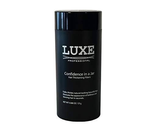 LUXE Hair Thickening Fibers with Natural Keratin–2 Months+ Supply!–Confidence in a Jar!–Multiple Colors Available (Dark Brown)