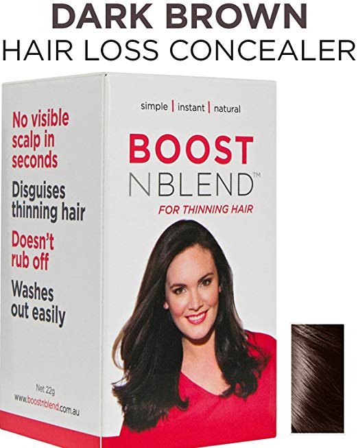 BOOSTnBLEND Dark Brown Hair Loss Scalp Concealer Hair thickening Fibers for women with thinning hair. Use as fill in powder, hair filler GET YOUR CONFDENCE BACK. Root coverup 22g/0.78oz