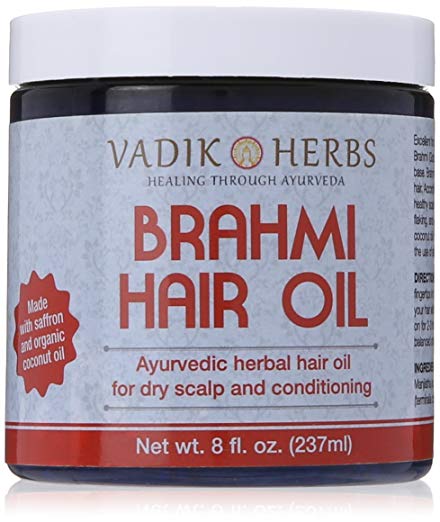 Brahmi Hair Oil (8 oz) by Vadik Herbs | All natural herbal hair oil for hair growth, hair conditioning, dandruff and dry scalp | Herbal scalp treatment