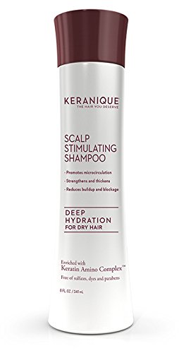 Keranique Deep Hydration Scalp Stimulating Shampoo, 8 Fl Oz – Keratin Amino Complex, Sulfate, Dyes and Parabens Free | Perfect for Dry, Damaged Hair, Strengthen and Thickens Hair