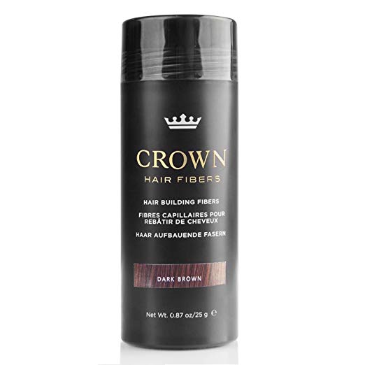 CROWN Hair Fibers - Best Keratin Hair Fibers Instantly Thickens Thinning Hair for Men and Women - Natural Hair Loss Concealer 0.87oz - Dark Brown