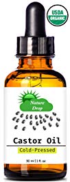 Nature Drop's Organic Castor Oil ,1 oz - 100% USDA Certified Pure Cold Pressed Hexane free - Best oil Growth For Eyelashes, Hair, Eyebrows, Face and Skin, Triple Filtered, Great for Acne