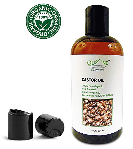 QUANE COSMETICS Organic Castor Oil | Grow Hair Long and Thick Faster | Cold Pressed , Hexane Free , 100% Pure for Soft, Moisturized Skin & Hair 8 fl oz