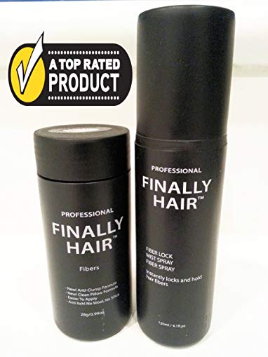 Finally Hair Building Fibers Medium Blond 28g Bottle of Fibers and Finally Hair 120ml 4.1 Oz. Bottle Hair Loss Concealer (Medium Blonde (Light Medium Blonde))