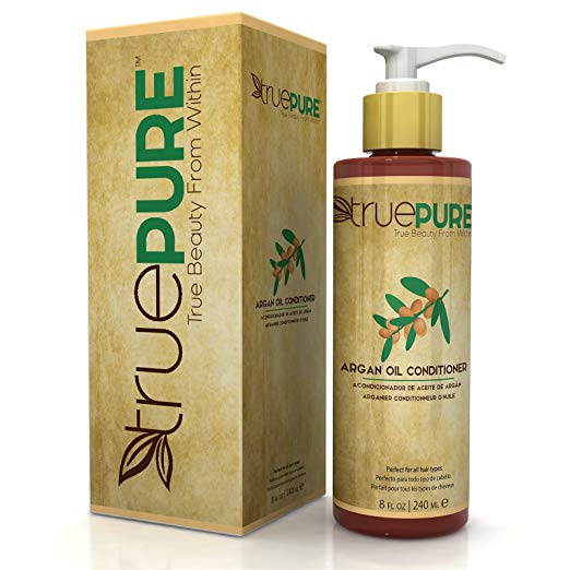 TruePure Argan Oil Conditioner - Deep Conditioning Hair Treatment For Men & Women With Dry, Damaged Hair - Fragrance Free & Sulfate Free Natural Hair Product, 8oz